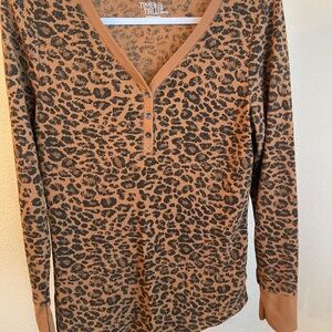 Leopard Henley Long Sleeve Shirt
